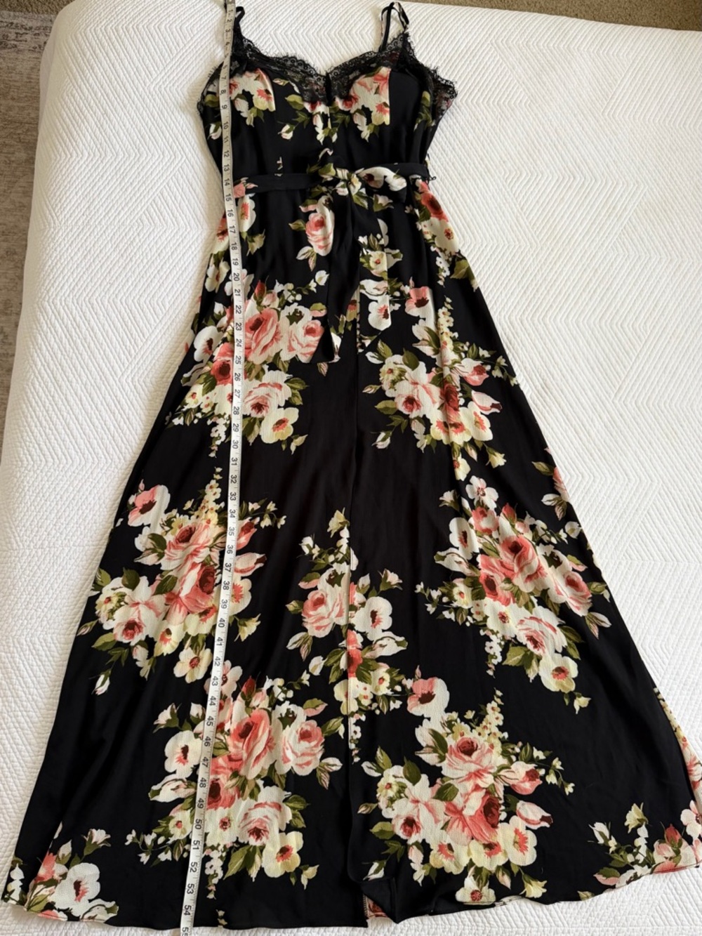 Black Pink Floral Wedding Guest Chiffon Lace Party Summer Spring Maxi Dress 12 L - Picture 4 of 6